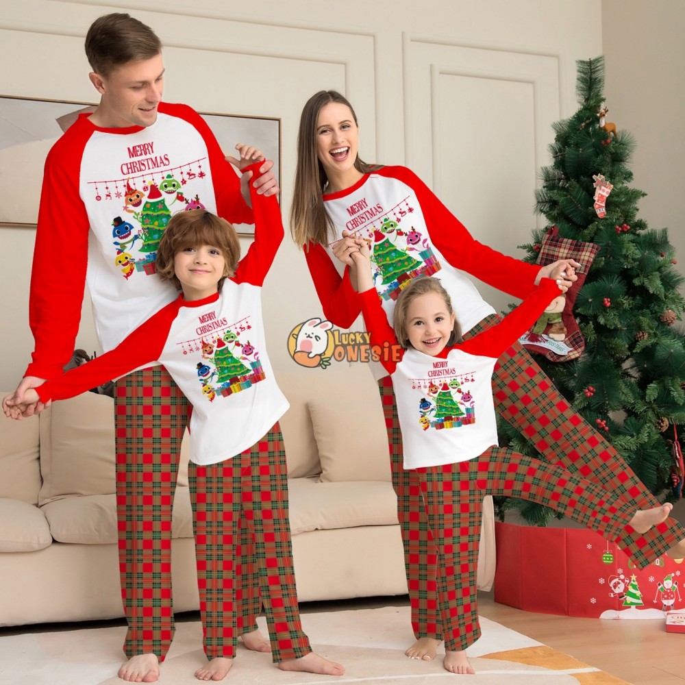 Cute Christmas Tree Pajamas Matching Family Couples Cartoon Holiday Pjs Sets Sleepwear